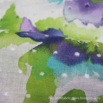 high quality printed cotton swiss dot fabric